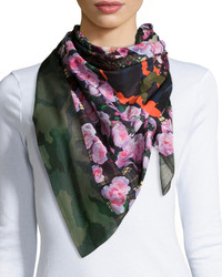 Givenchy Floral And Camouflage Square Scarf Multicolor