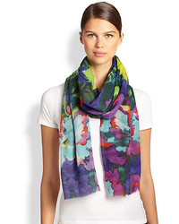 Bindya Mary Fields Kaleidoscope Floral Print Cashmere Silk Scarf
