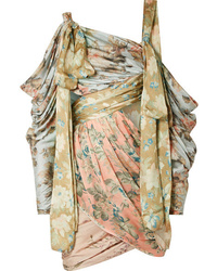 Zimmermann Elixir Cutout Draped Floral Print Silk Satin Mini Dress