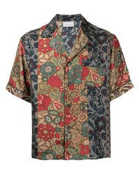 Pierre Louis Mascia Pierre Louis Mascia Floral Print Panelled Shirt