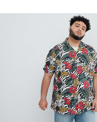 ASOS DESIGN Plus Regular Fit Shirt In Floral Zebra Print