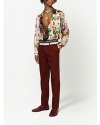 Dolce & Gabbana Floral Print Stretch Silk Shirt