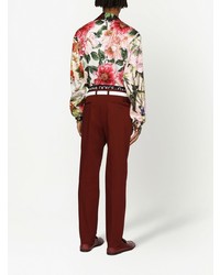 Dolce & Gabbana Floral Print Stretch Silk Shirt