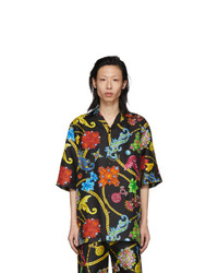 Multi colored Floral Silk Short Sleeve Shirt