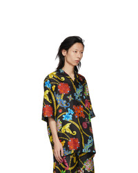 Versace Multicolor Silk Floral Shirt