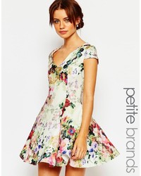 True Decadence Petite Fit And Flare Full Skater Dress In All Over Floral