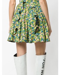 MSGM Floral Print Pleated Skirt