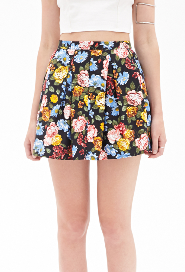 Forever 21 Pleated Floral Skater Skirt, $17 | Forever 21 | Lookastic