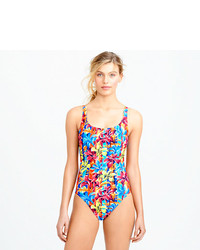 J.Crew Sunset Floral Scoopback One Piece Swimsuit