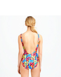 J.Crew Sunset Floral Scoopback One Piece Swimsuit