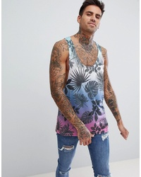 ASOS DESIGN Extreme Racer Back Vest With Raw Edge And All Over Floral