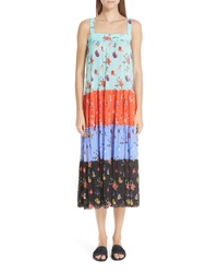 Multi colored Floral Tulle Midi Dress
