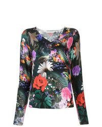 Multi colored Floral V-neck Sweater