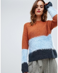 Y.a.s Fluffy Stripe Colourblock Knitted Jumper