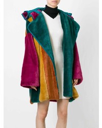 Jc De Castelbajac Vintage Colour Block Faux Fur Coat
