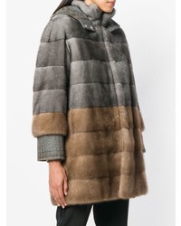 Blancha Colour Block Fur Coat