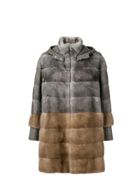 Blancha Colour Block Fur Coat