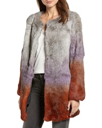 Love Token Ombre Genuine Rabbit Fur Coat