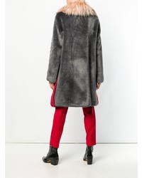 Pinko Striped Faux Fur Coat