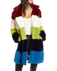 BLANKNYC Super Nova Colorblock Faux Fur Jacket