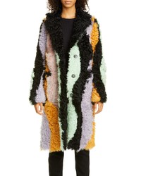 Sandy Liang Wavy Midnight Patchwork Genuine Shearling Coat