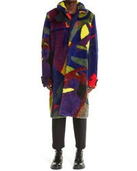 Sacai X Kaws Oversize Jacquard Faux Fur Coat