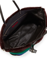 Valentino Rockstud Large Mink Fur Tote Bag Multi