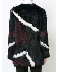 Rachel Zoe Jagged Stripe Colour Block Fur Jacket