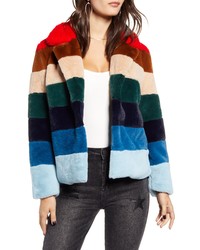 BLANKNYC Stripe Faux Fur Jacket