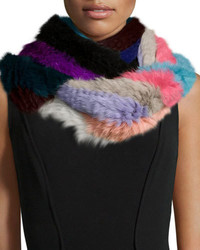 Jocelyn Knitted Rabbit Fur Infinity Scarf Multicolor