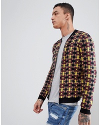 ASOS DESIGN Knitted Bomber Jacket With Geometric Design