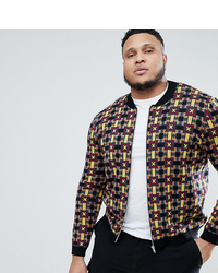 ASOS DESIGN Plus Knitted Bomber Jacket With Geometric Design