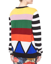 Libertine Sonia Striped Jewel Neck Cashmere Sweater Multi Colors