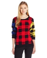 MinkPink Primary Fame Plaid Pullover Sweater