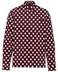 Prada Geometric Print Cotton Shirt With Pearl Buttons