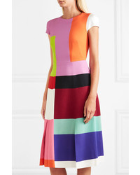 Mary Katrantzou Osmond Color Block Satin Midi Dress