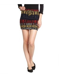 Willow & Clay Black Red And Yellow Knit Aztec Mini Skirt