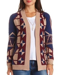 Charlotte Russe Open Front Geo Cardigan Sweater