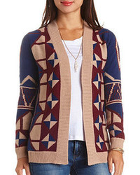 Charlotte Russe Open Front Geo Cardigan Sweater