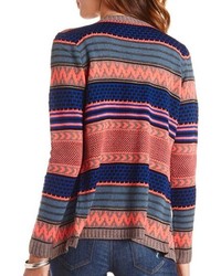 Charlotte Russe Geo Striped Cascade Cardigan Sweater