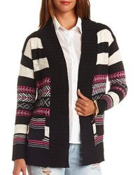 Charlotte Russe Striped Geo Aztec Cardigan Sweater