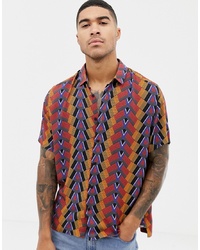 ASOS DESIGN Relaxed Shirt In Vintage Aztec Print