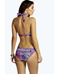 Boohoo Palermo Cut Out Aztec Print Swimsuit