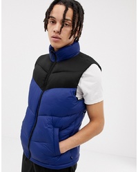 Pull&Bear Quilted Gilet In Blue