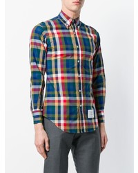 Thom Browne Classic Long Sleeve Poplin Shirt In Gingham And Buffalo Check