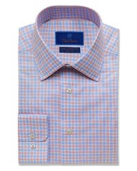 David Donahue Luxury Non  Fit Plaid Cotton Dress Shirt In Skypink At Nordstrom