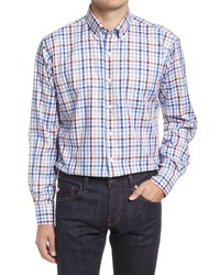 Peter Millar Crown Ease Langley Check Shirt In White At Nordstrom