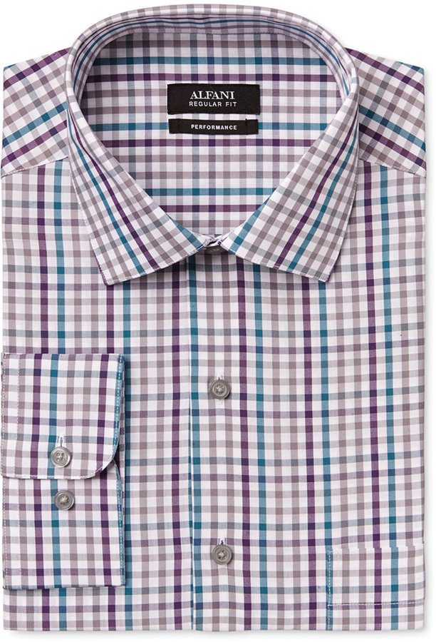 Alfani Performance Multi Color Gingham Dress Shirt Only At Macys