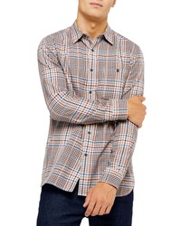 Topman Slim Fit Dogtooth Check Button Up Shirt