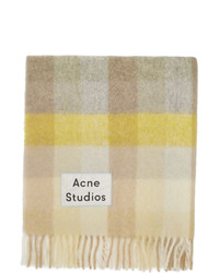 Acne Studios Yellow And Grey Blanket Scarf